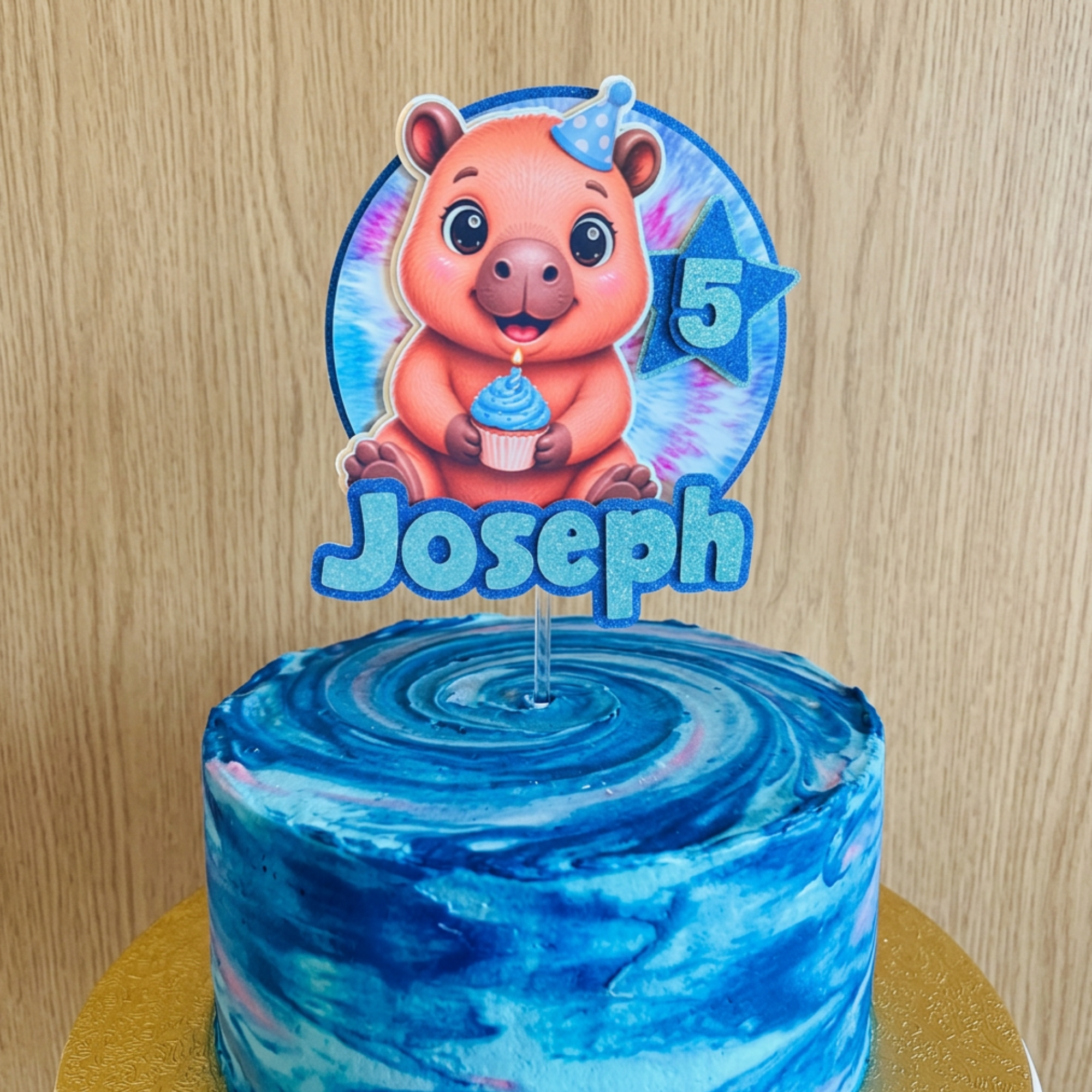 Capybara Birthday Cake Topper | Personalised Name & Age Birthday Decoration