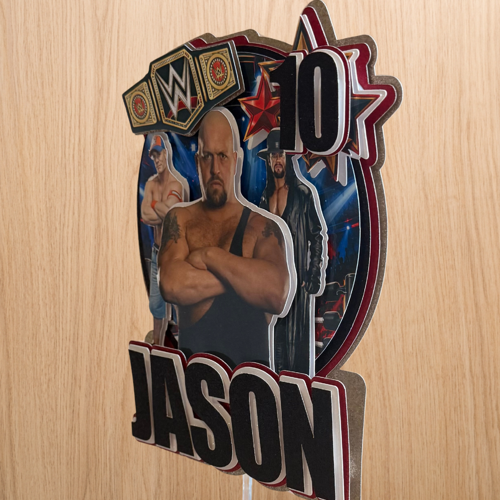 WWE Wrestling Birthday Cake Topper – Personalised Big Show, John Cena & Undertaker