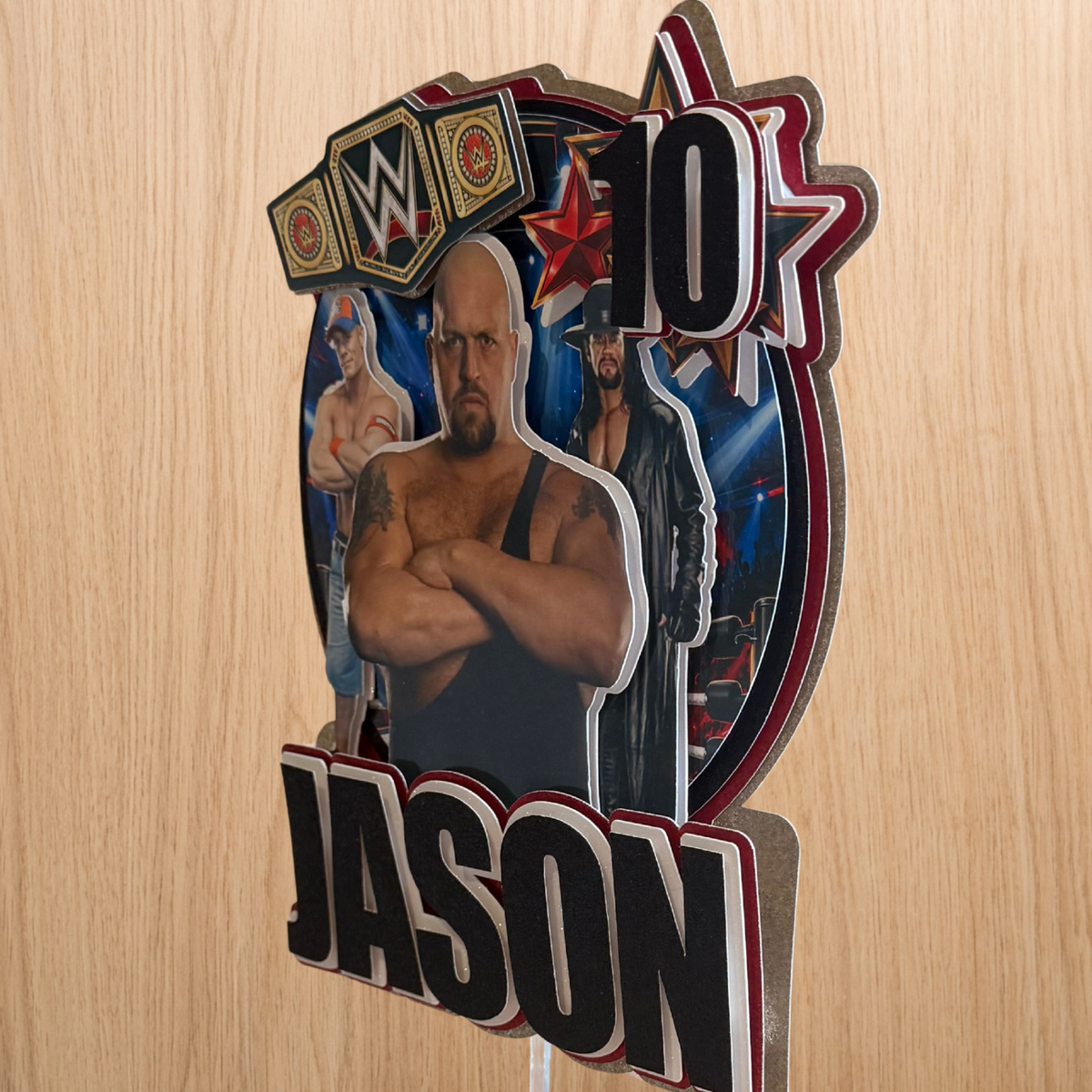 WWE Wrestling Birthday Cake Topper – Personalised Big Show, John Cena & Undertaker