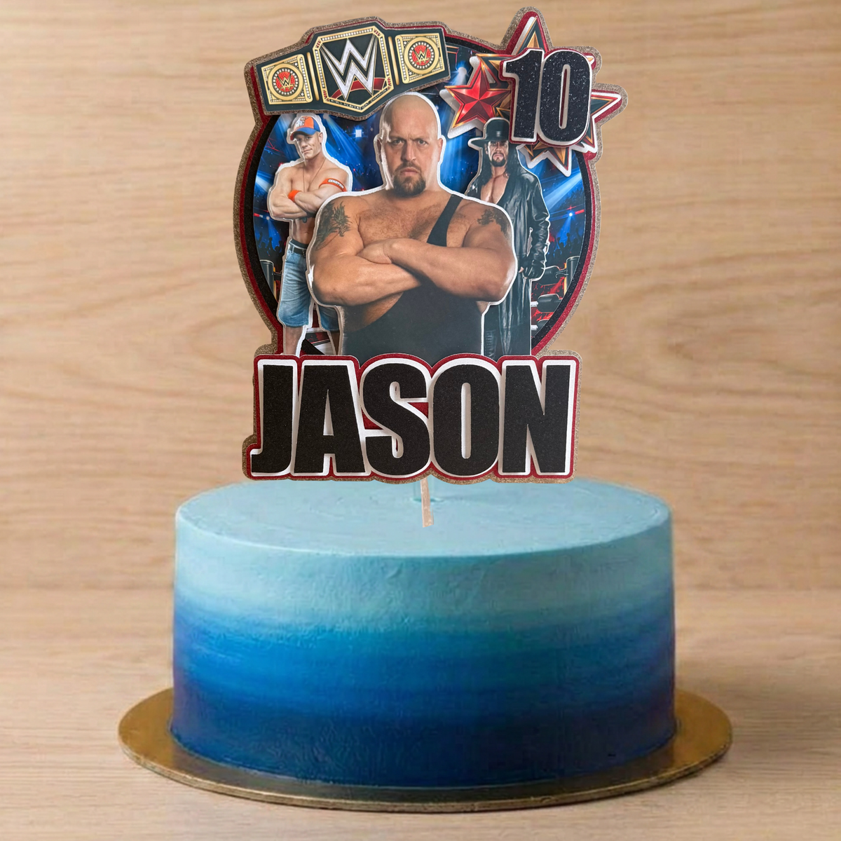 WWE Wrestling Birthday Cake Topper – Personalised Big Show, John Cena & Undertaker