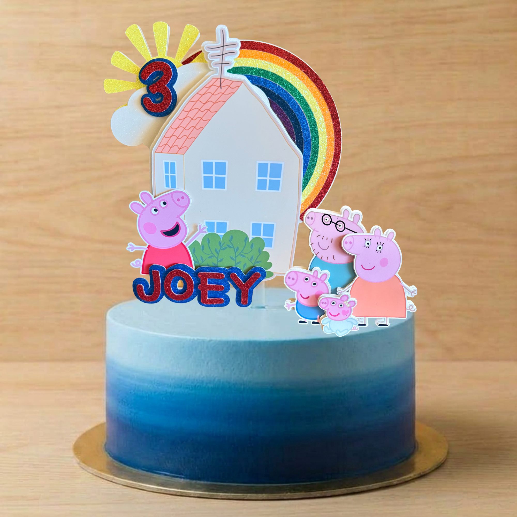 Peppa Pig House Cake Topper Set | Personalised Name & Age Birthday Decoration