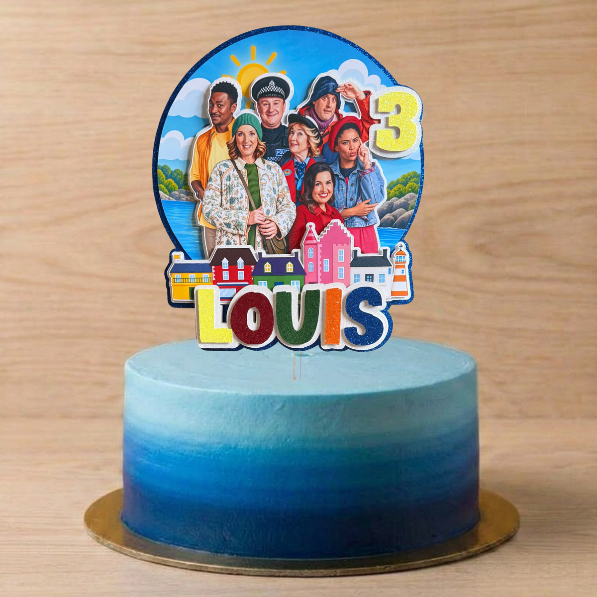 Balamory Birthday Cake Topper – Personalised Handmade Layered Glitter Decoration