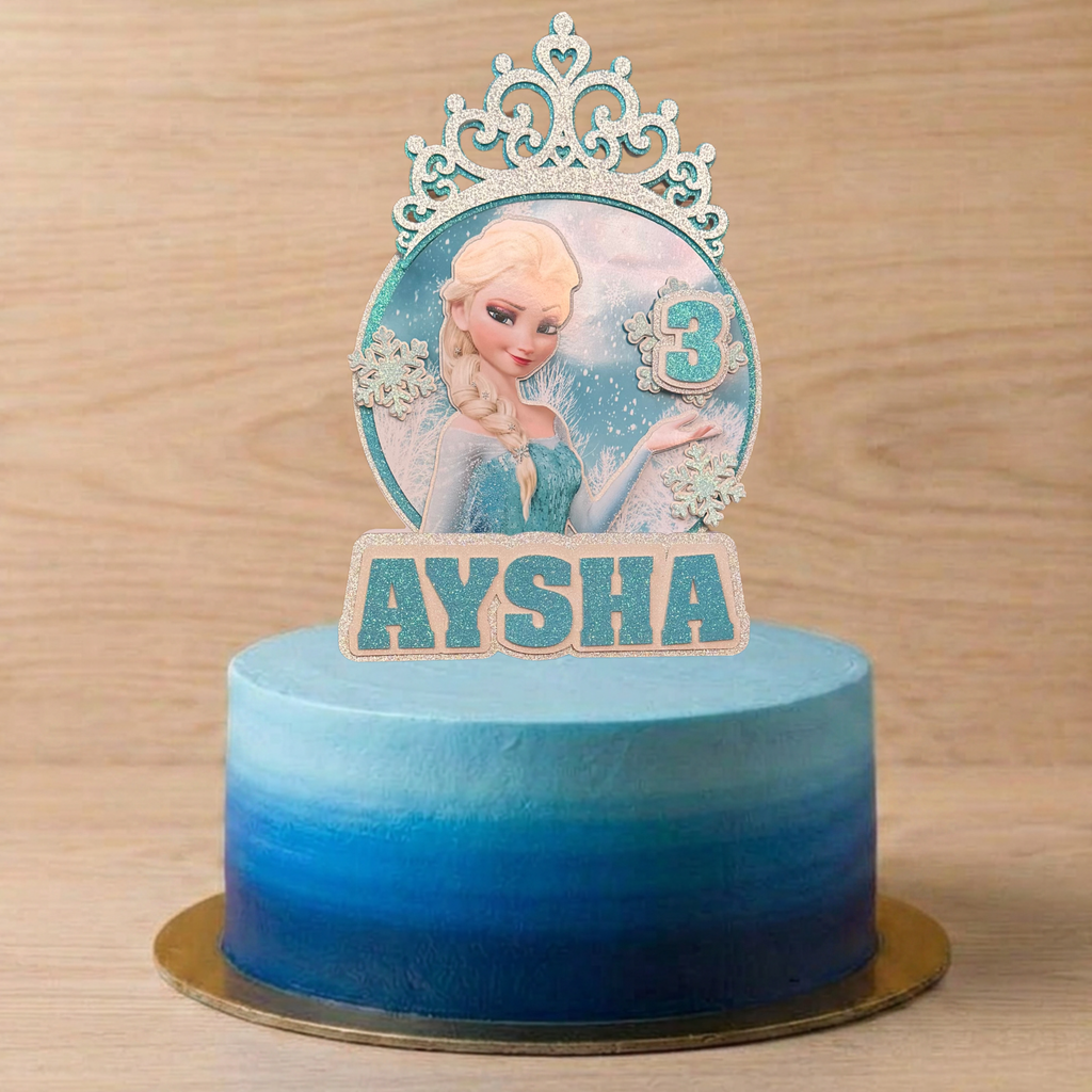 Frozen Elsa Inspired Cake Topper | Custom Name & Age Birthday Decoration