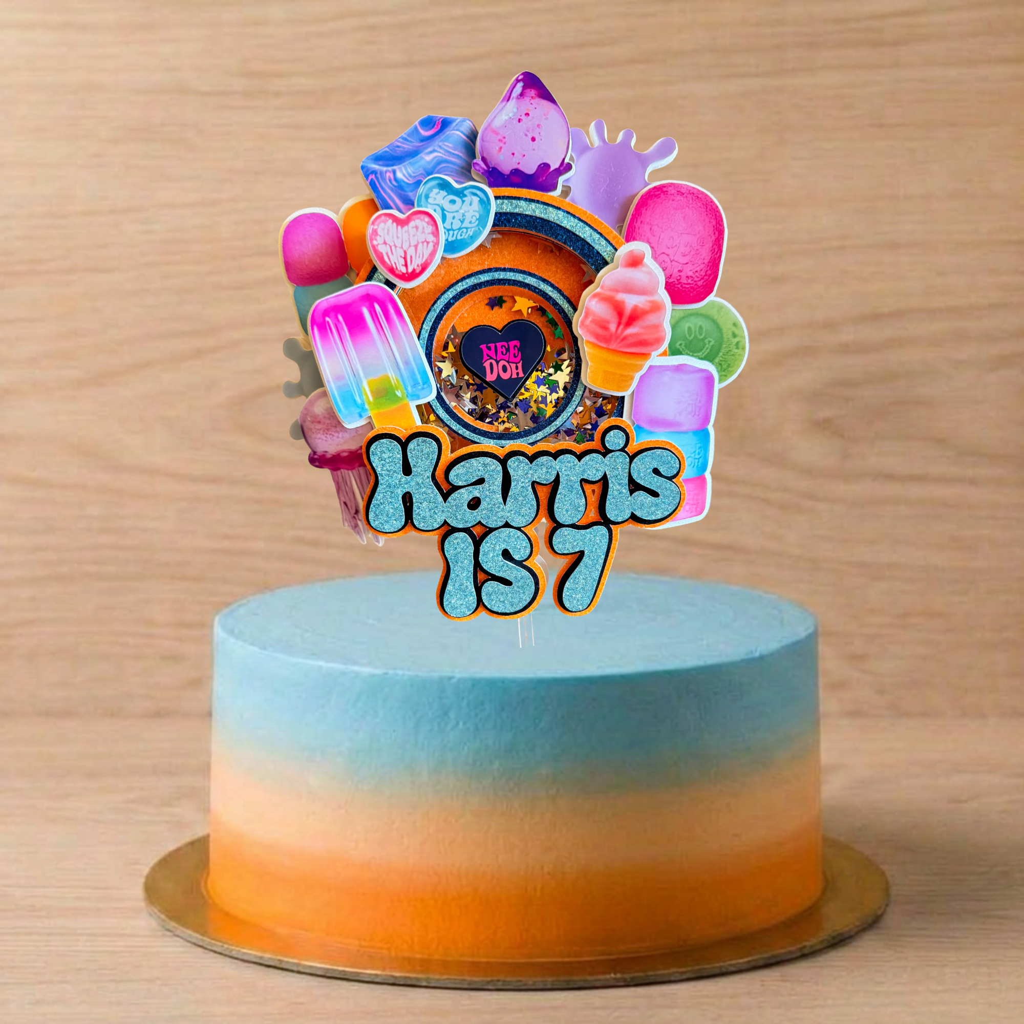NeeDoh Inspired Cake Topper | Custom Name & Age Birthday Decoration