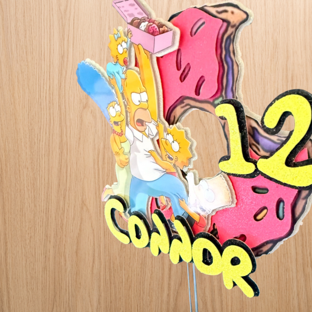 The Simpsons Personalised Cake Topper | Custom Name & Age Birthday Decoration
