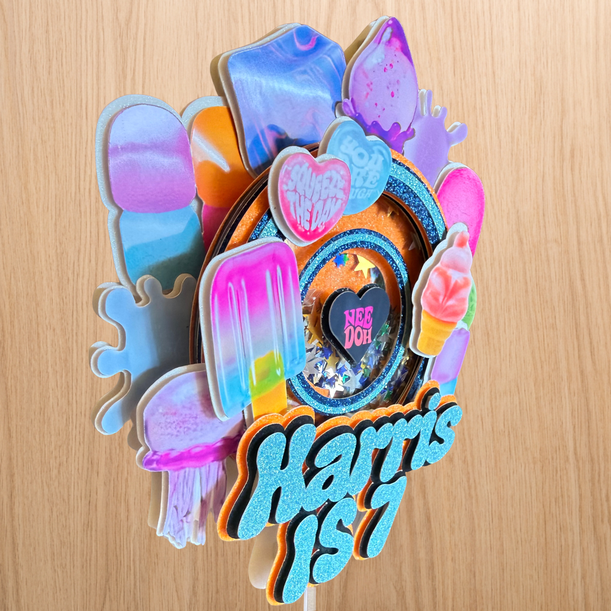 NeeDoh Inspired Cake Topper | Custom Name & Age Birthday Decoration