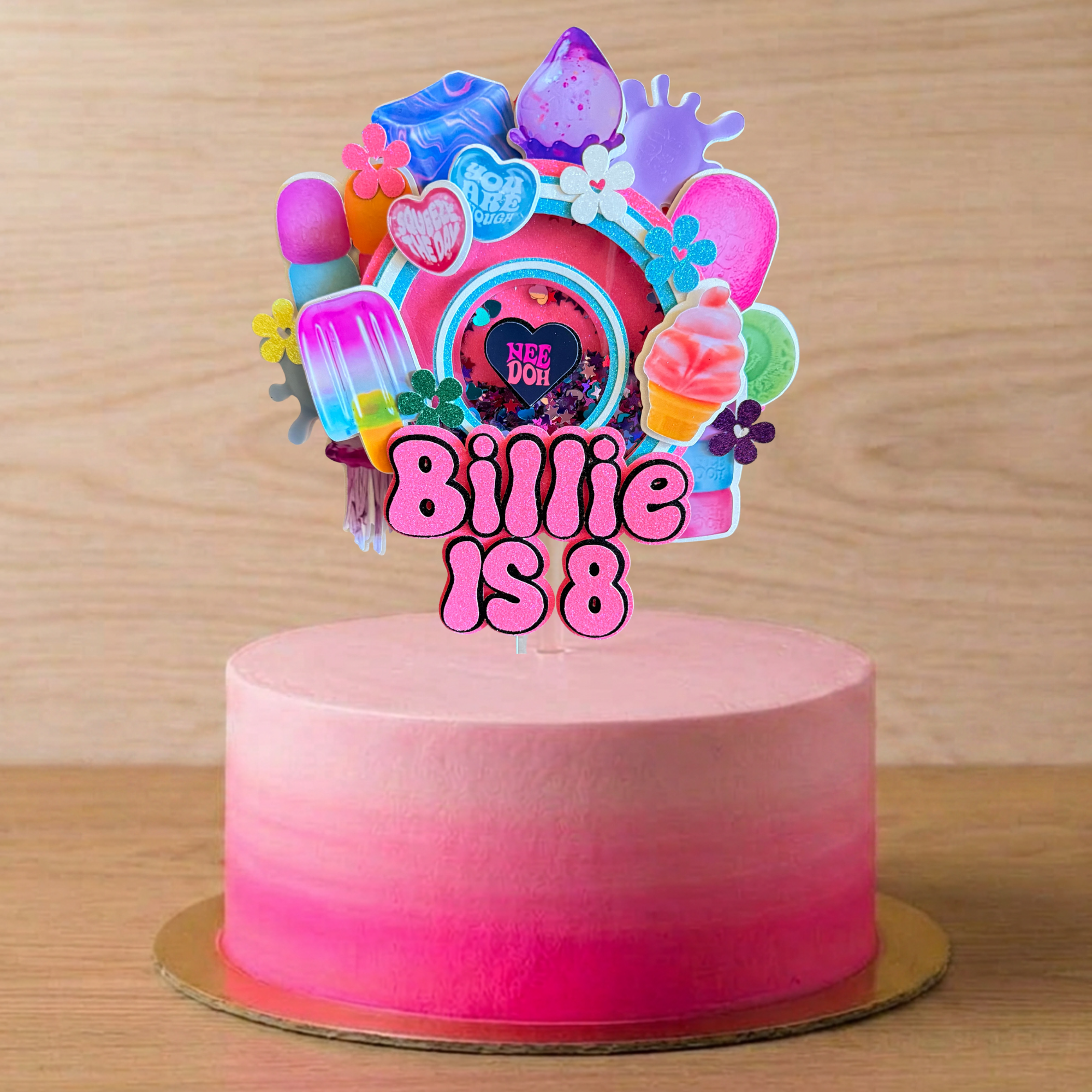 NeeDoh Inspired Cake Topper | Custom Name & Age Birthday Decoration