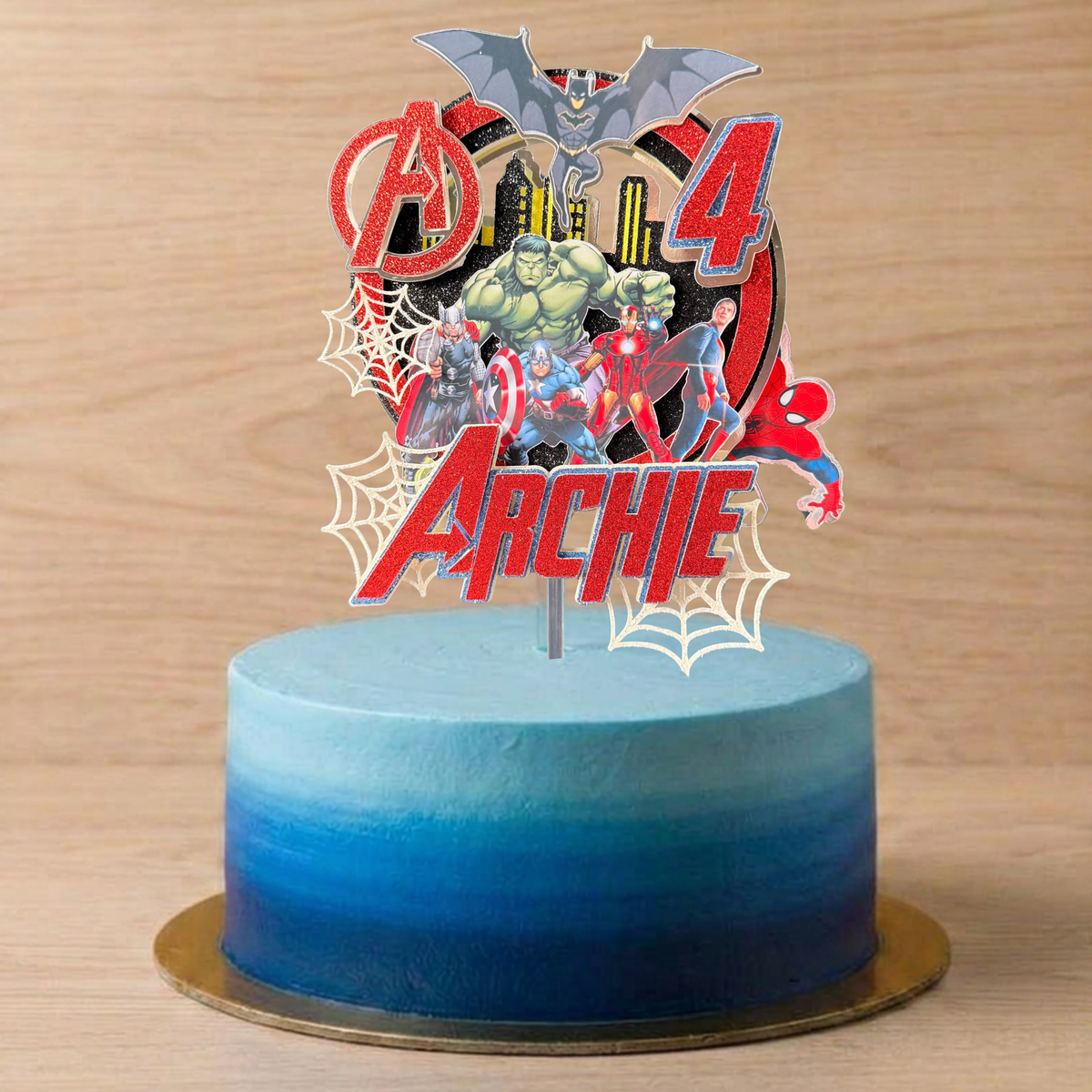 Superhero Cake Topper | Personalised Name & Age Birthday Decoration