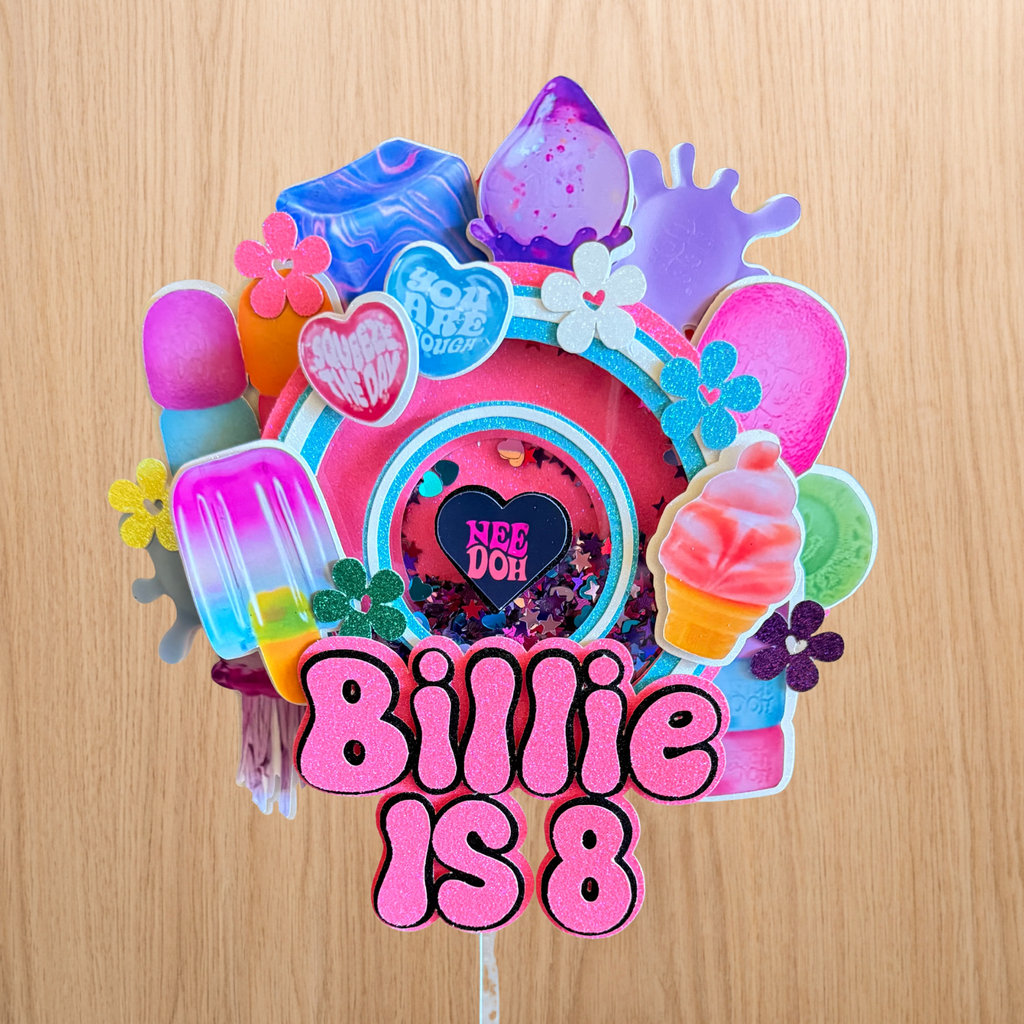 NeeDoh Inspired Cake Topper | Custom Name & Age Birthday Decoration