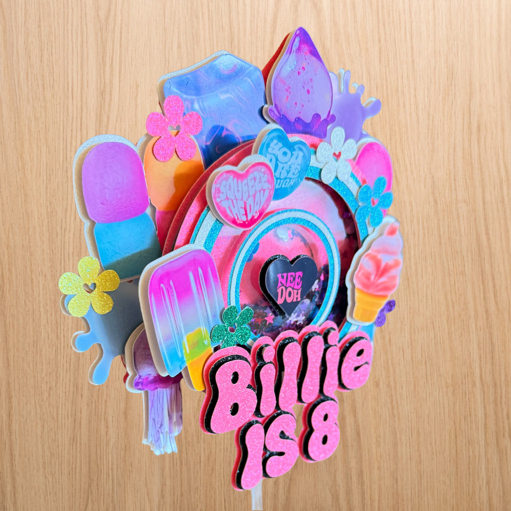 NeeDoh Inspired Cake Topper | Custom Name & Age Birthday Decoration
