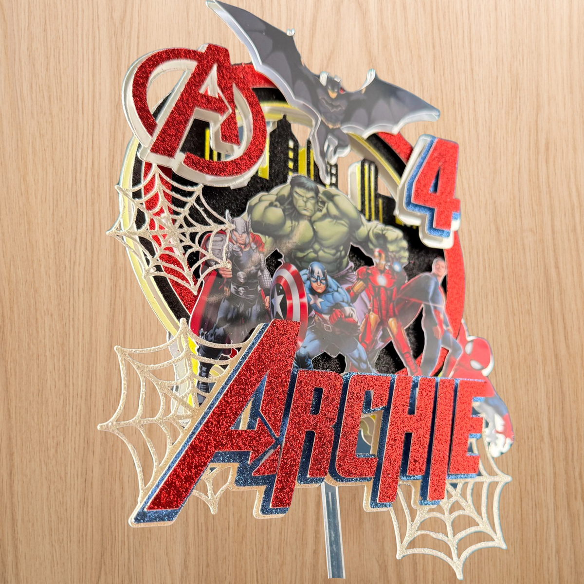 Superhero Cake Topper | Personalised Name & Age Birthday Decoration