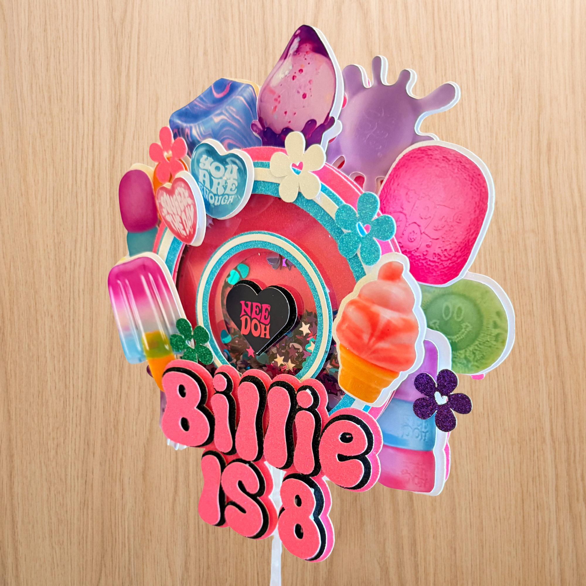 NeeDoh Inspired Cake Topper | Custom Name & Age Birthday Decoration