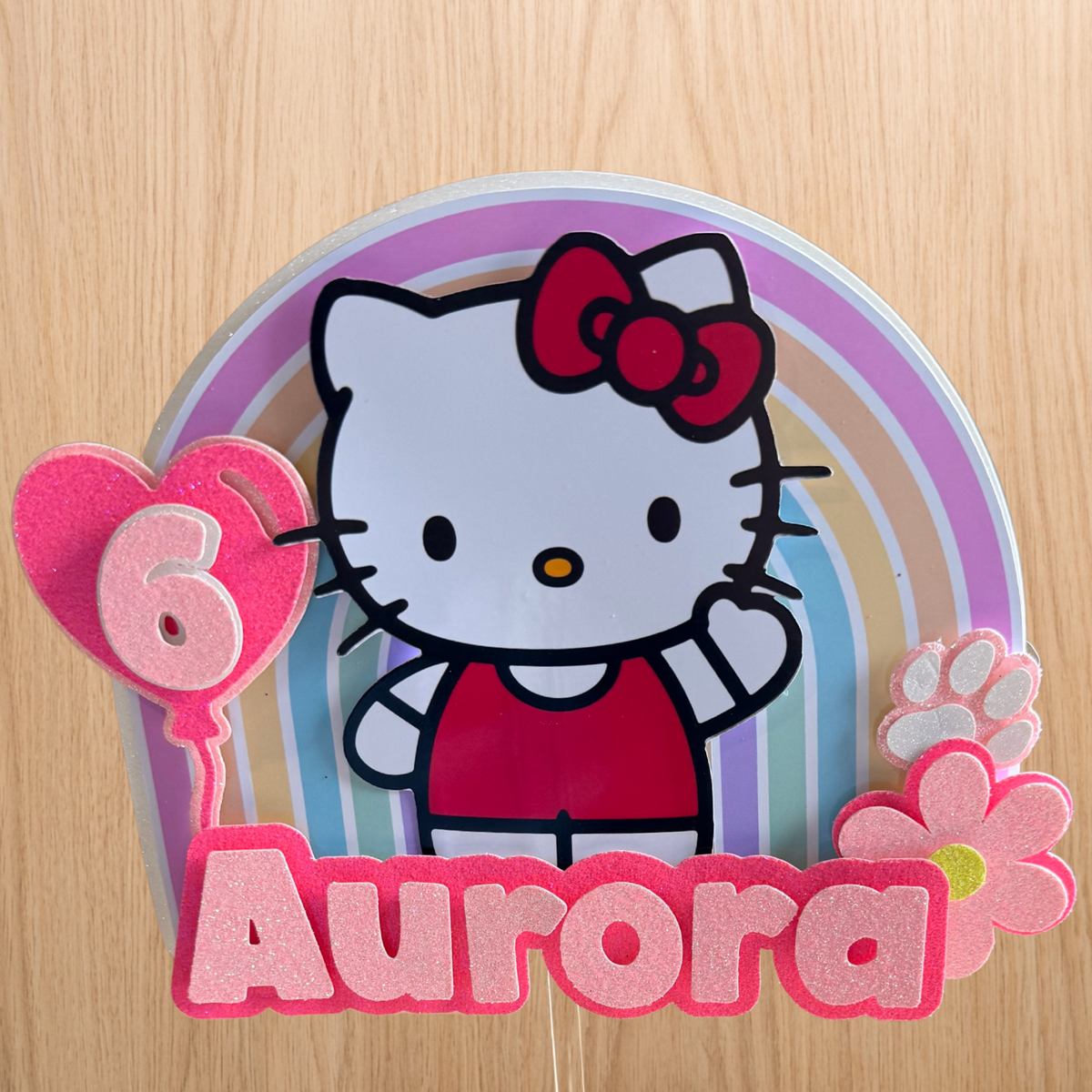 Hello Kitty Cake Topper | Custom Name & Age Birthday Decoration