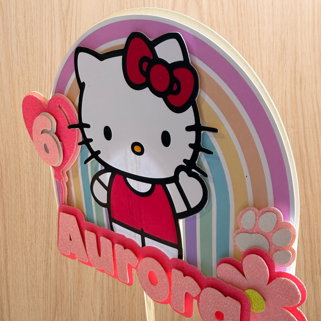 Hello Kitty Cake Topper | Custom Name & Age Birthday Decoration
