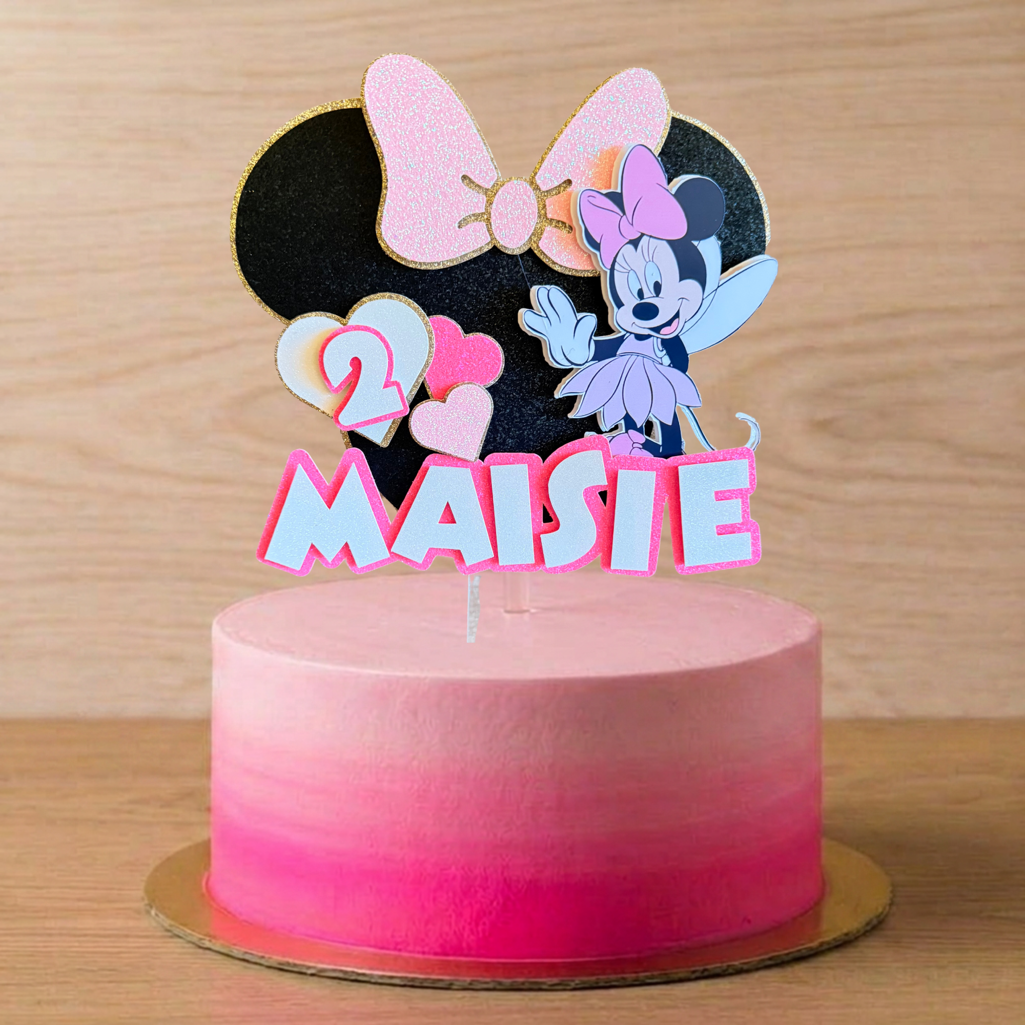 Minnie Mouse Fairy Cake Topper | Personalised Name & Age Birthday Decoration