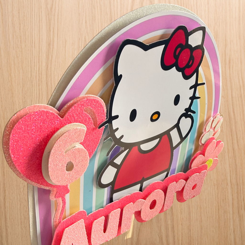 Hello Kitty Cake Topper | Custom Name & Age Birthday Decoration