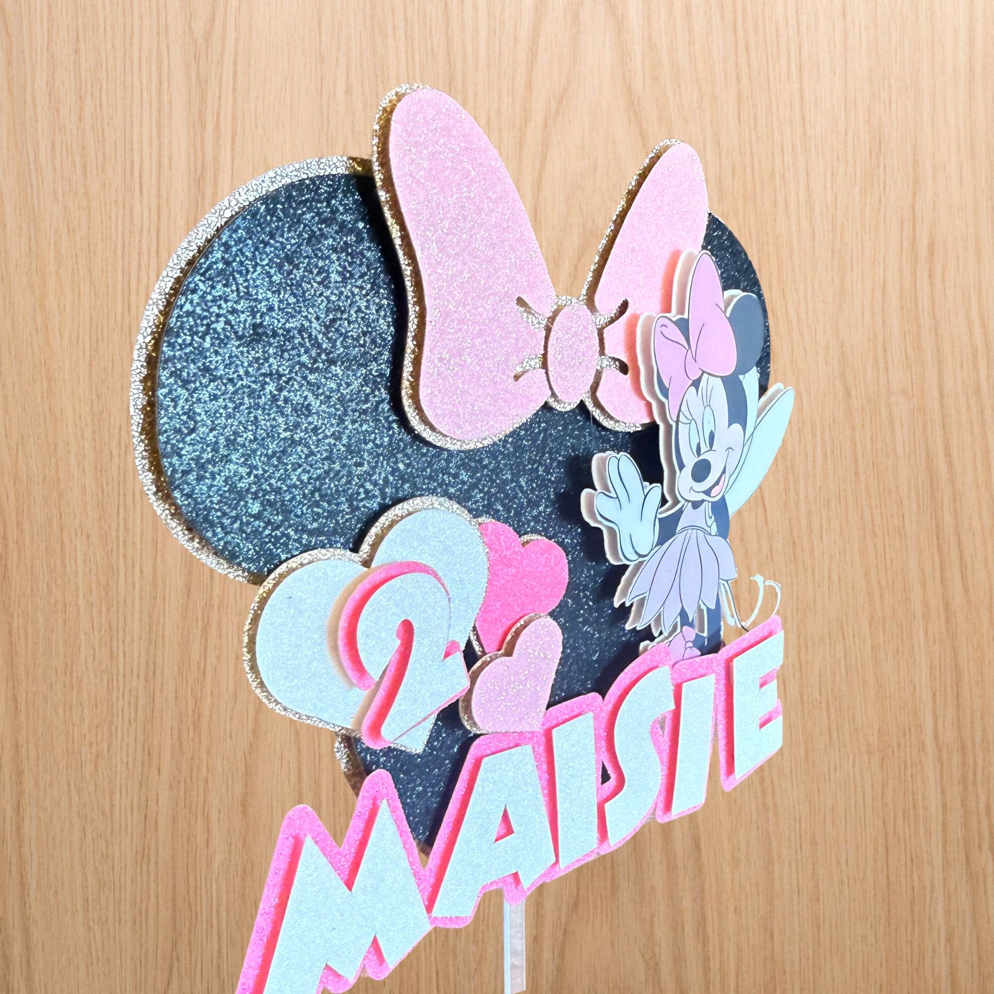 Minnie Mouse Fairy Cake Topper | Personalised Name & Age Birthday Decoration