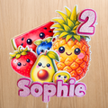 Dancing Fruit Cake Topper | Personalised Name & Age Birthday Decoration | Baby Sensory Inspired | Pink or Blue