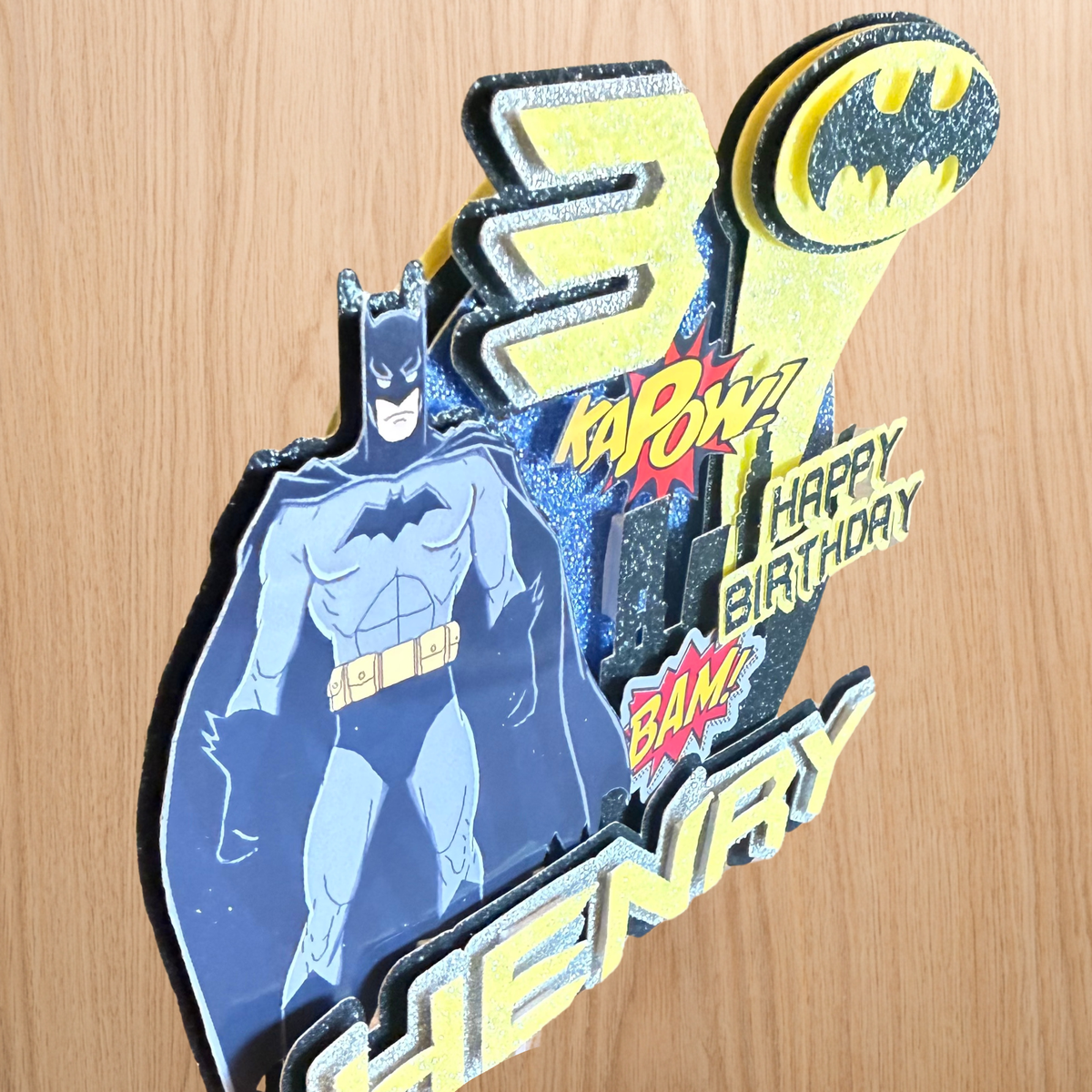 Batman Cake Topper | Custom Name & Age Birthday Decoration