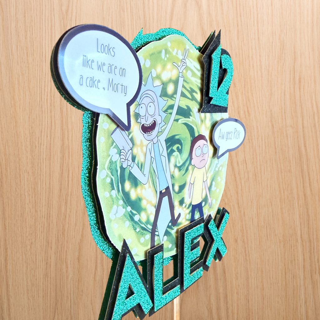 Rick and Morty Cake Topper | Personalised Name & Age Birthday Decoration
