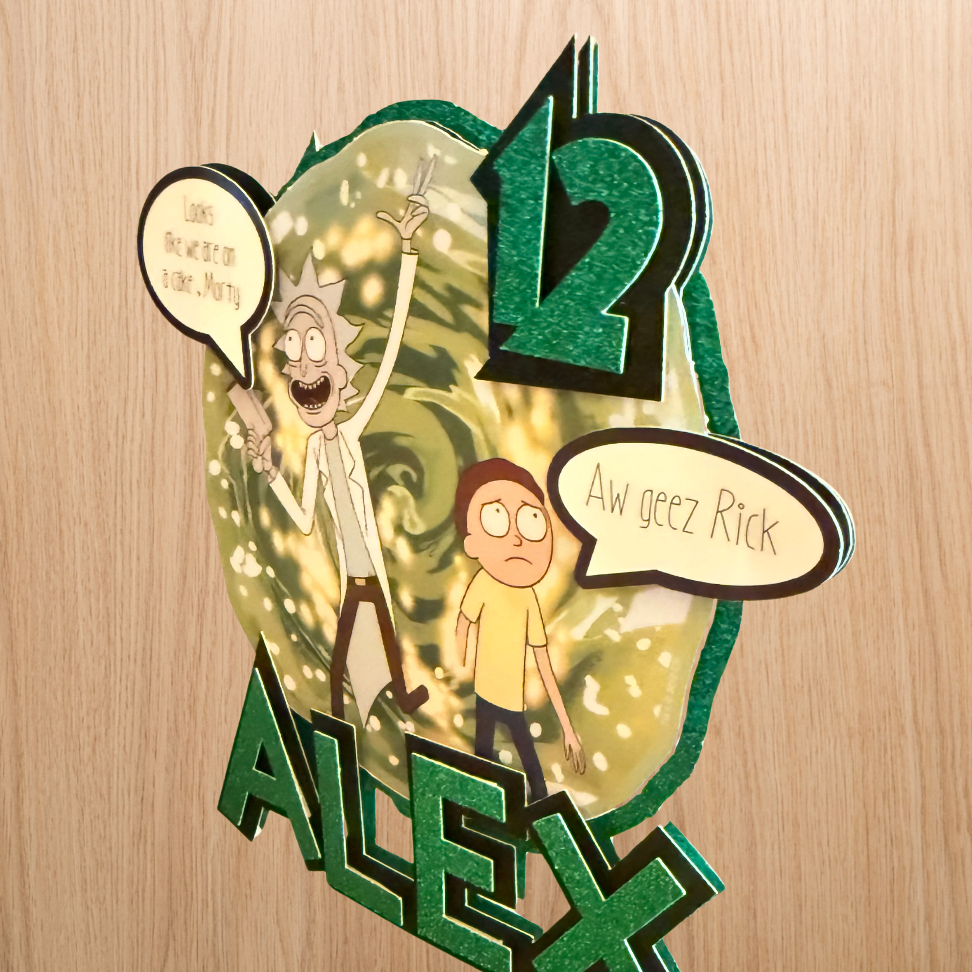 Rick and Morty Cake Topper | Personalised Name & Age Birthday Decoration