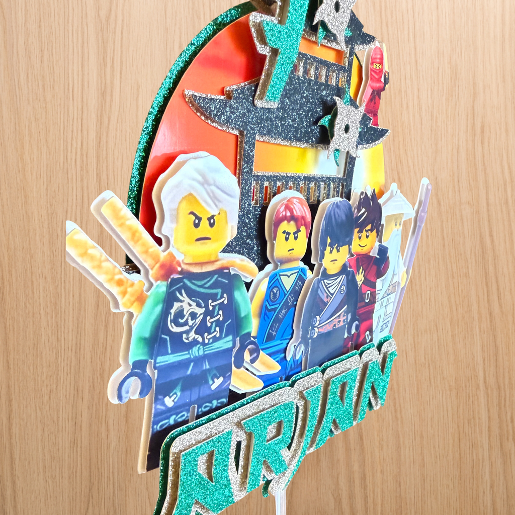 Lego Ninjago Cake Topper | Personalised Name & Age Birthday Decoration