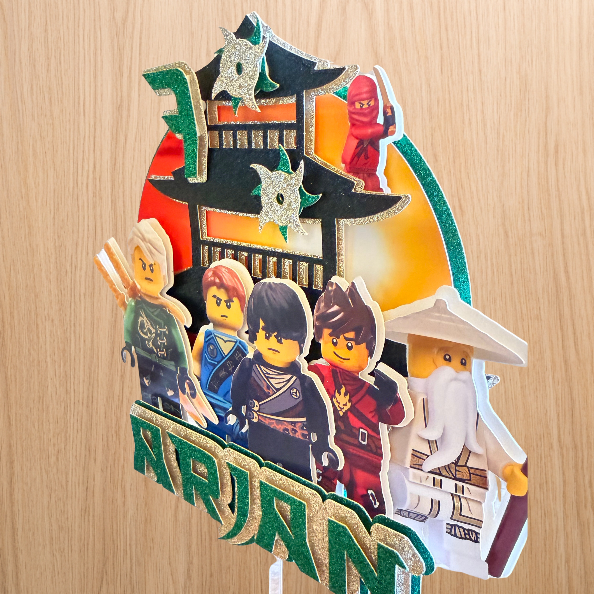 Lego Ninjago Cake Topper | Personalised Name & Age Birthday Decoration