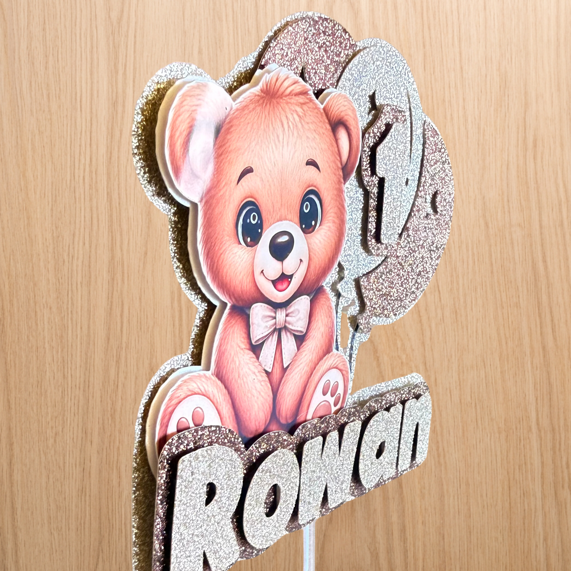 Teddy Bear Birthday Cake Topper | Personalised Name & Age