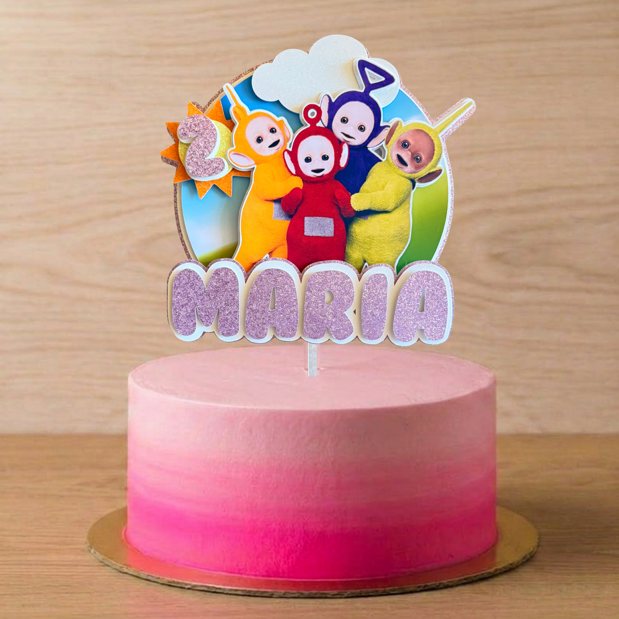 Teletubbies Cake Topper | Custom Name & Age Birthday Decoration