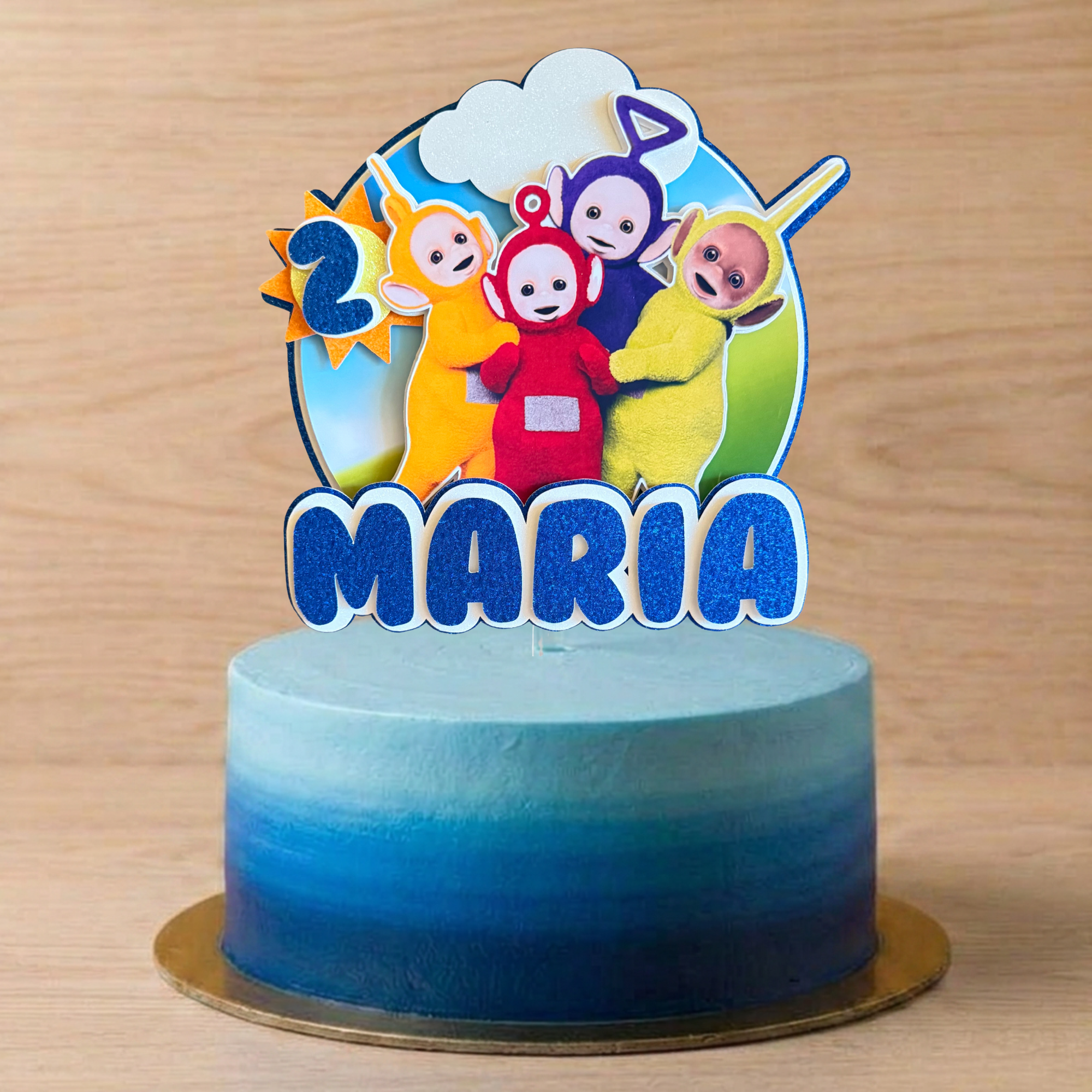Teletubbies Cake Topper | Custom Name & Age Birthday Decoration