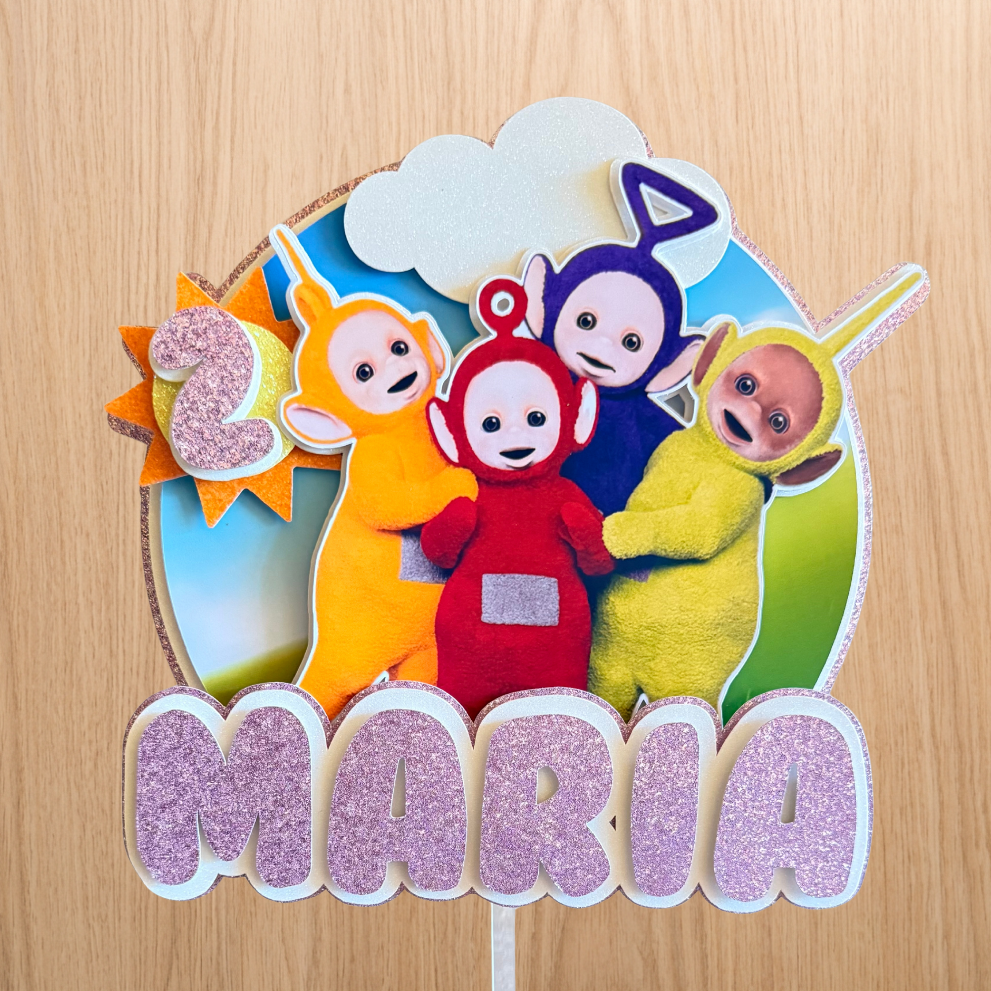 Teletubbies Cake Topper | Custom Name & Age Birthday Decoration