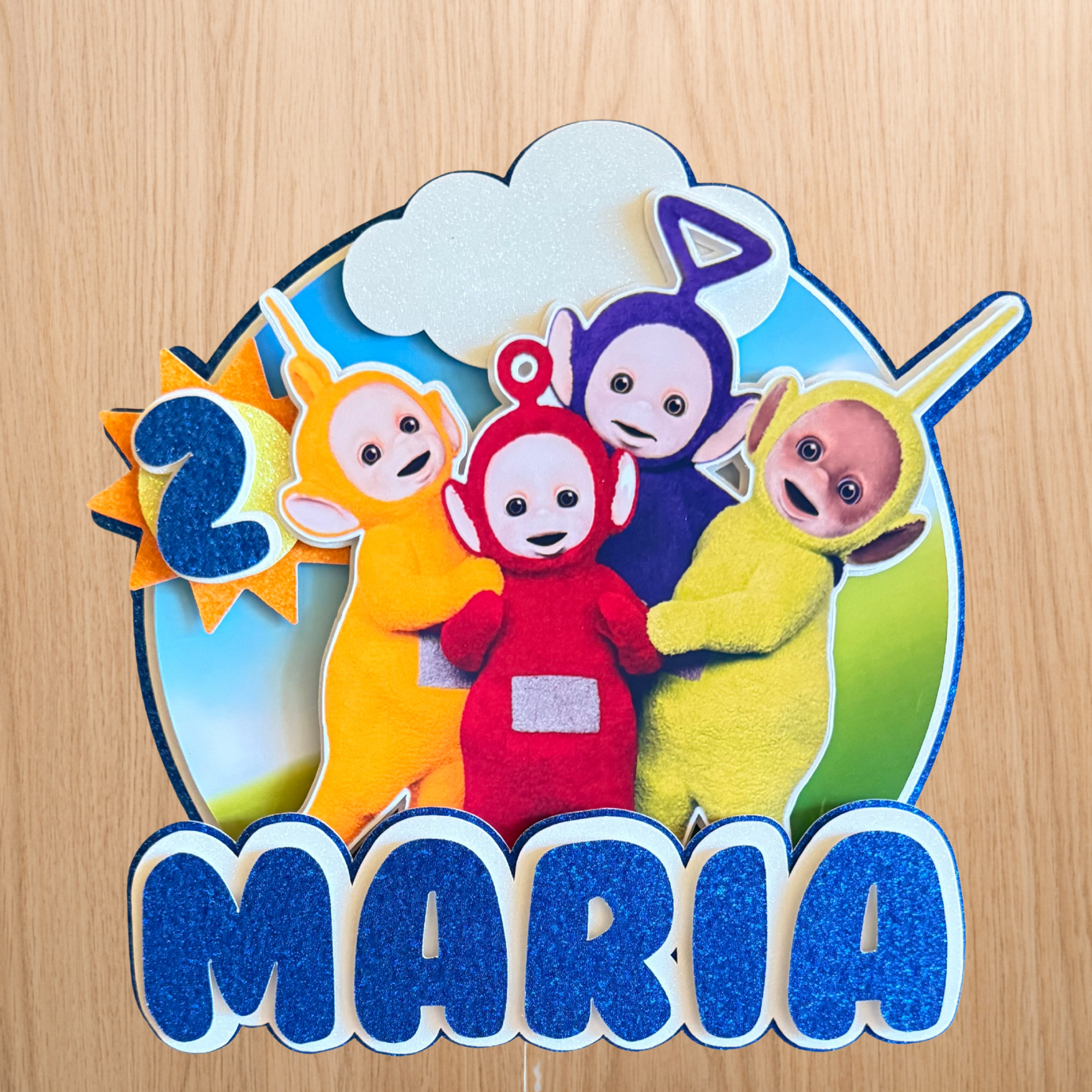 Teletubbies Cake Topper | Custom Name & Age Birthday Decoration