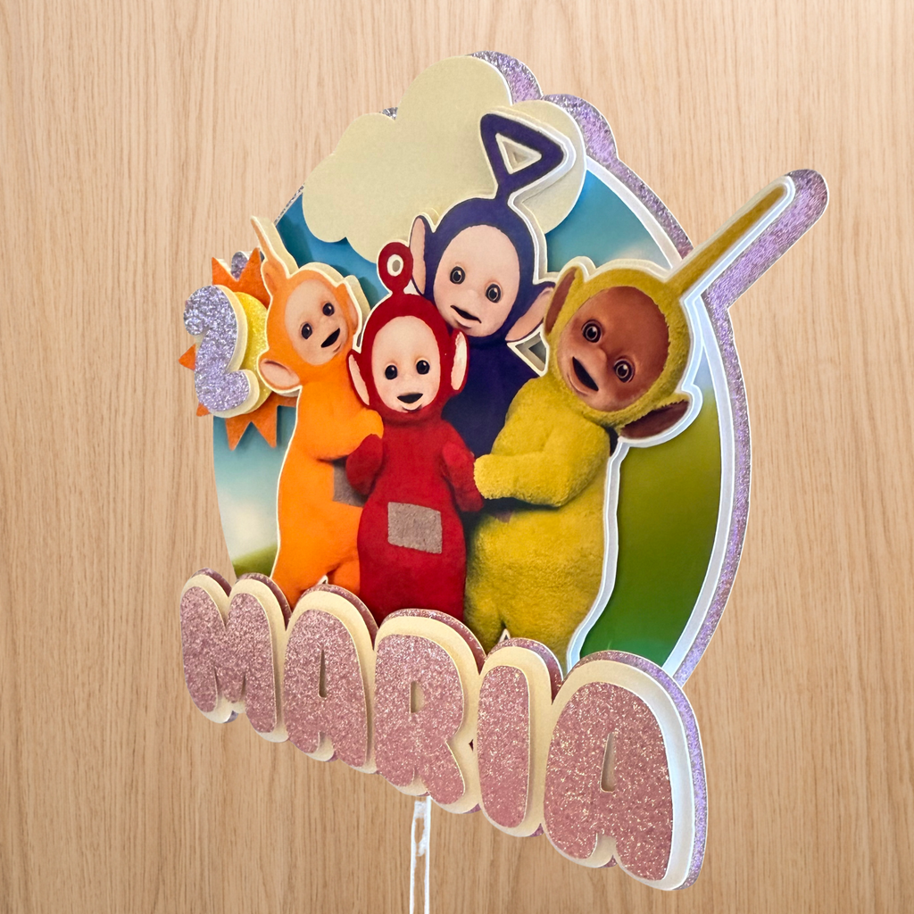 Teletubbies Cake Topper | Custom Name & Age Birthday Decoration