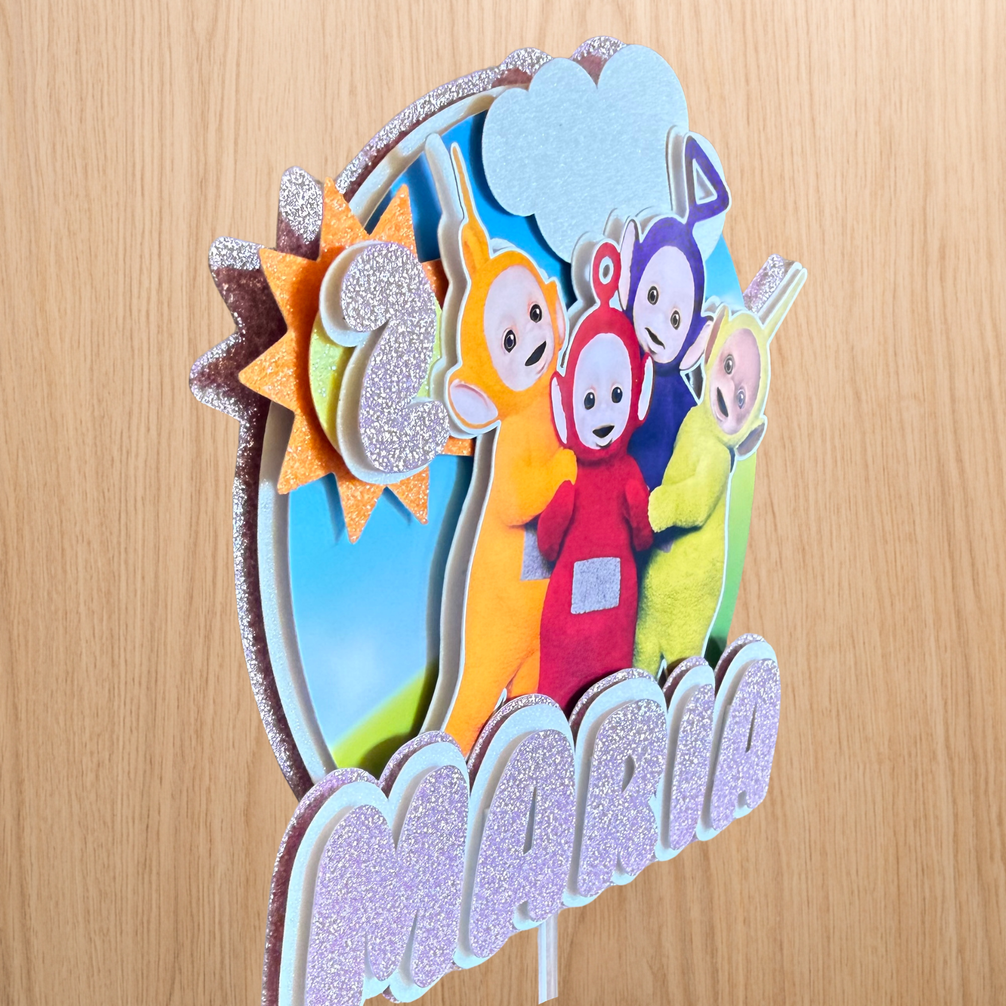 Teletubbies Cake Topper | Custom Name & Age Birthday Decoration