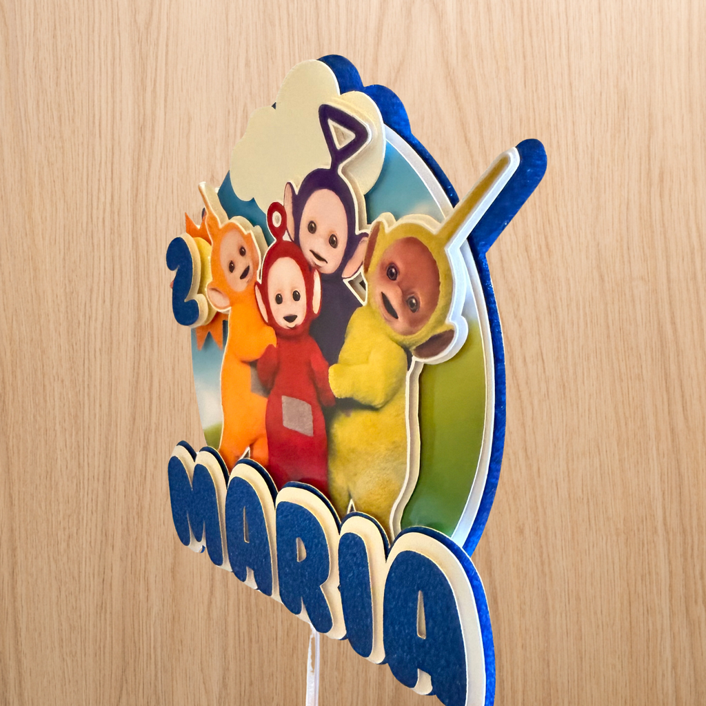 Teletubbies Cake Topper | Custom Name & Age Birthday Decoration
