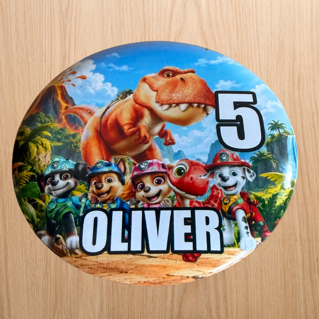 Paw Patrol – Matching Personalised Birthday Badge 58mm