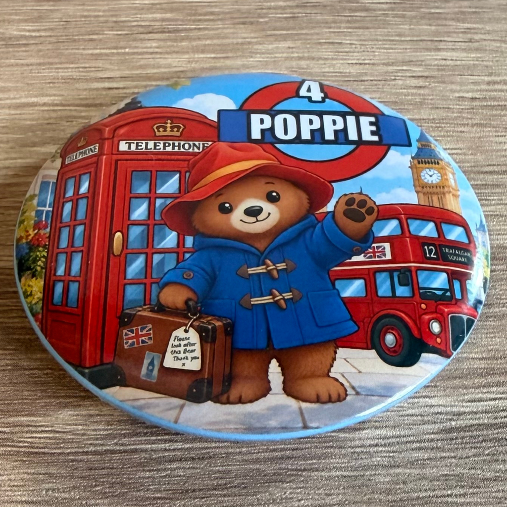 Paddington Bear Personalised Birthday Badge – 58mm