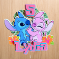 Stitch & Angel Inspired Personalised Cake Topper | Custom Name & Age Birthday Decoration