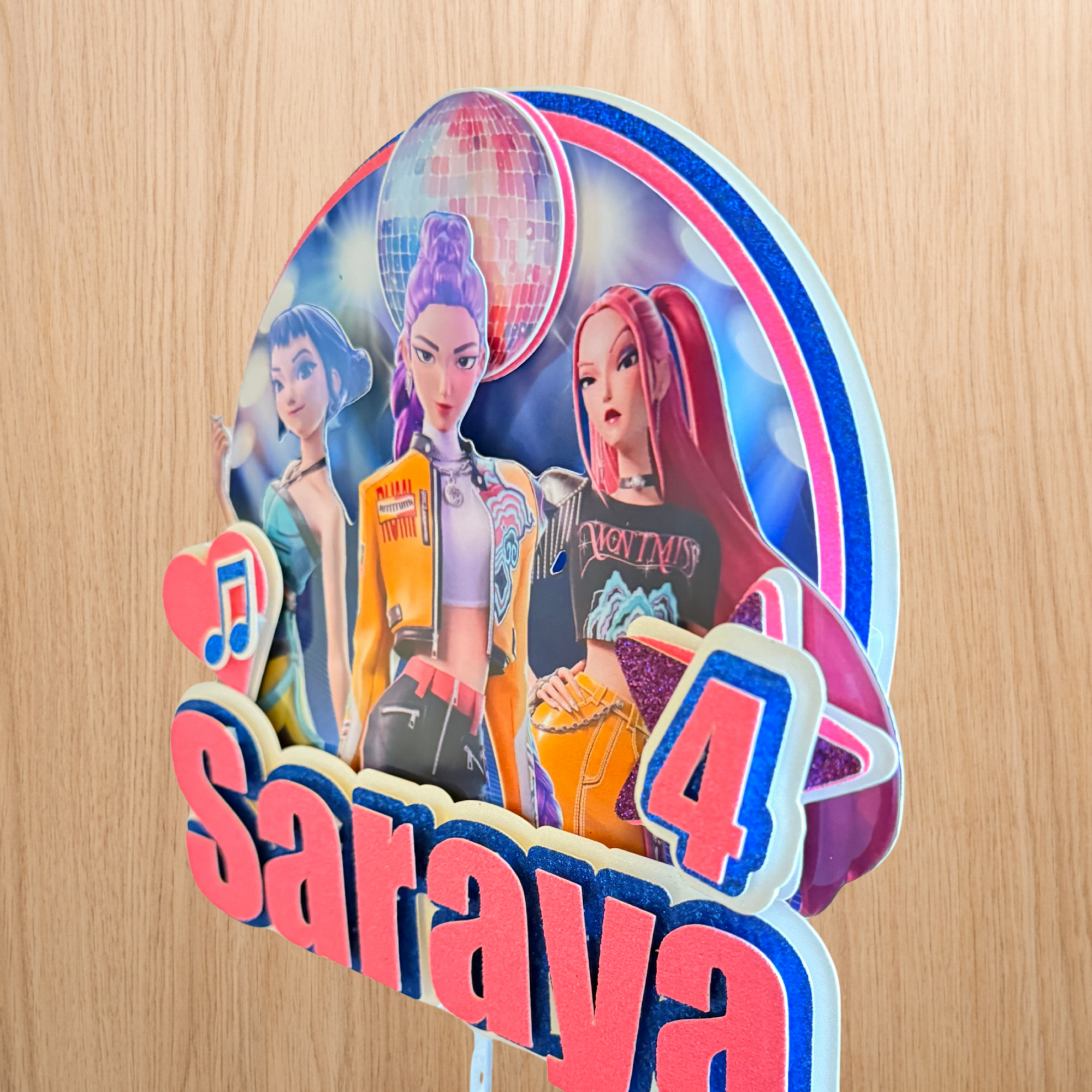 K-Pop Demon Hunters Inspired Cake Topper | Personalised Name & Age Birthday Decoration