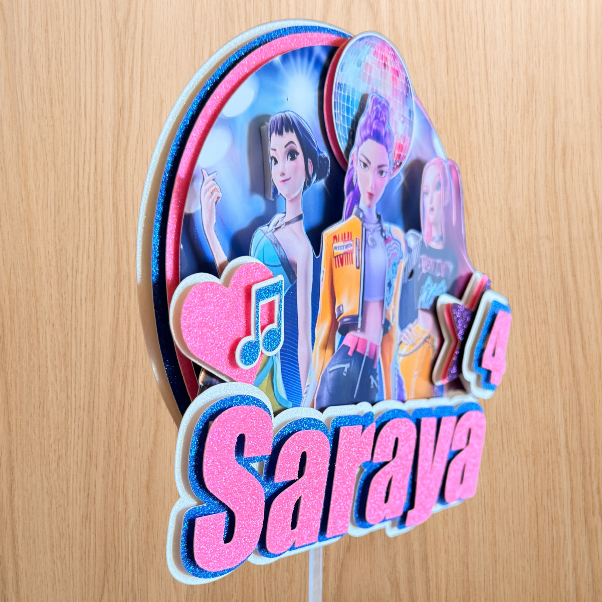 K-Pop Demon Hunters Inspired Cake Topper | Personalised Name & Age Birthday Decoration