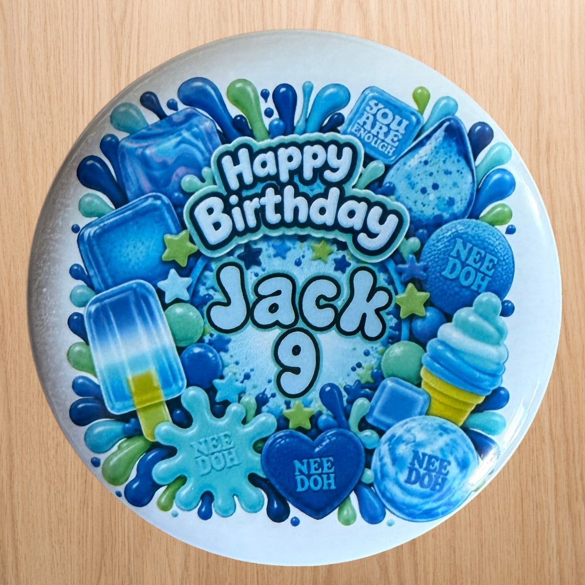 NeeDoh Inspired Cake Topper | Custom Name & Age Birthday Decoration