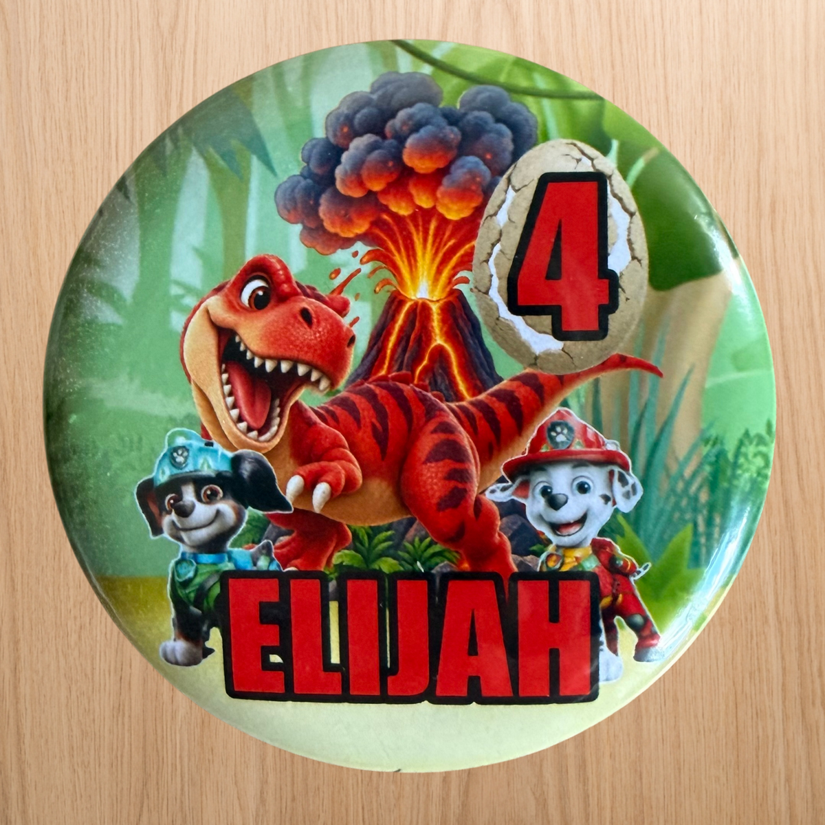 Paw Patrol Dino Movie Cake Topper | Personalised Name & Age Birthday Decoration