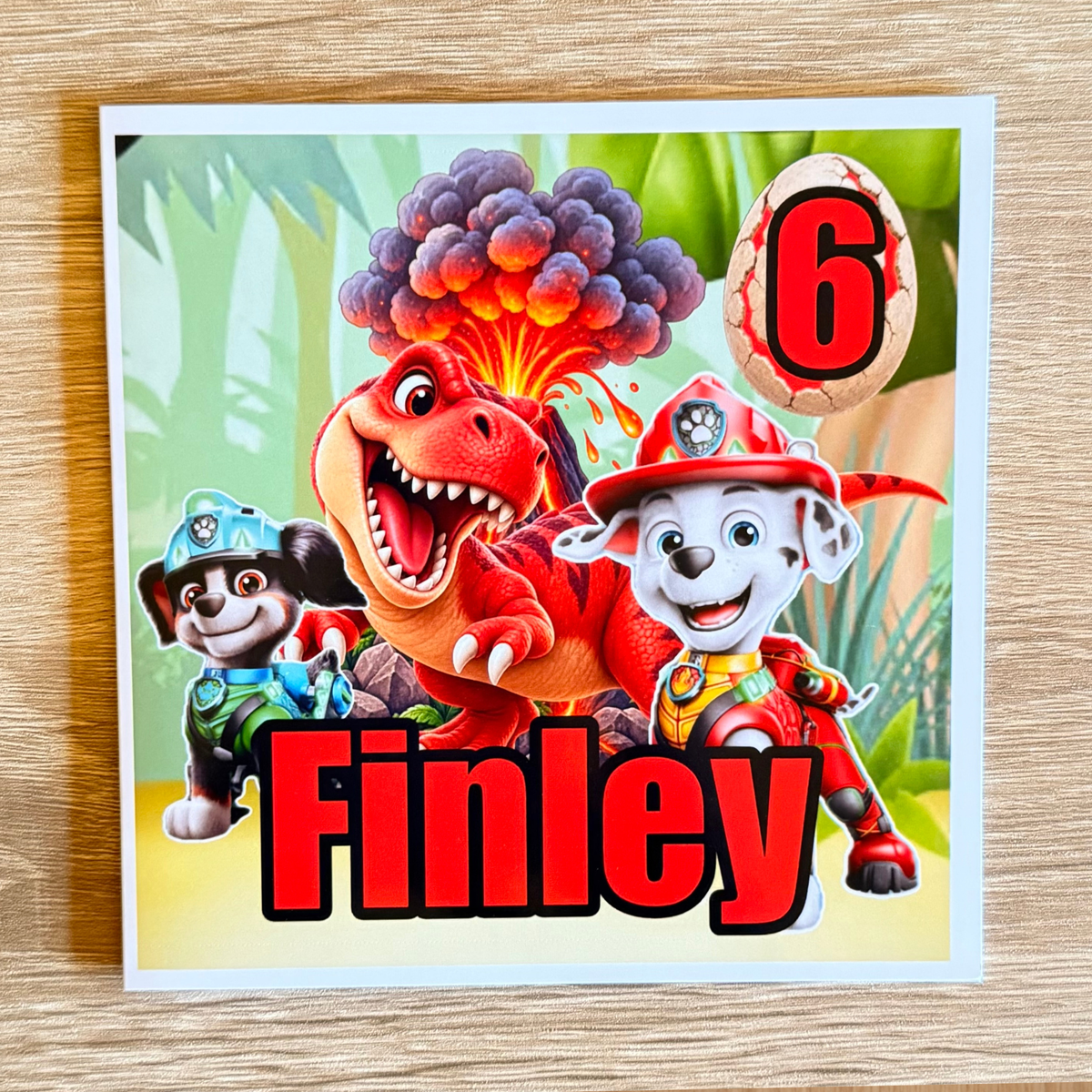 Paw Patrol Dino Movie Cake Topper | Personalised Name & Age Birthday Decoration