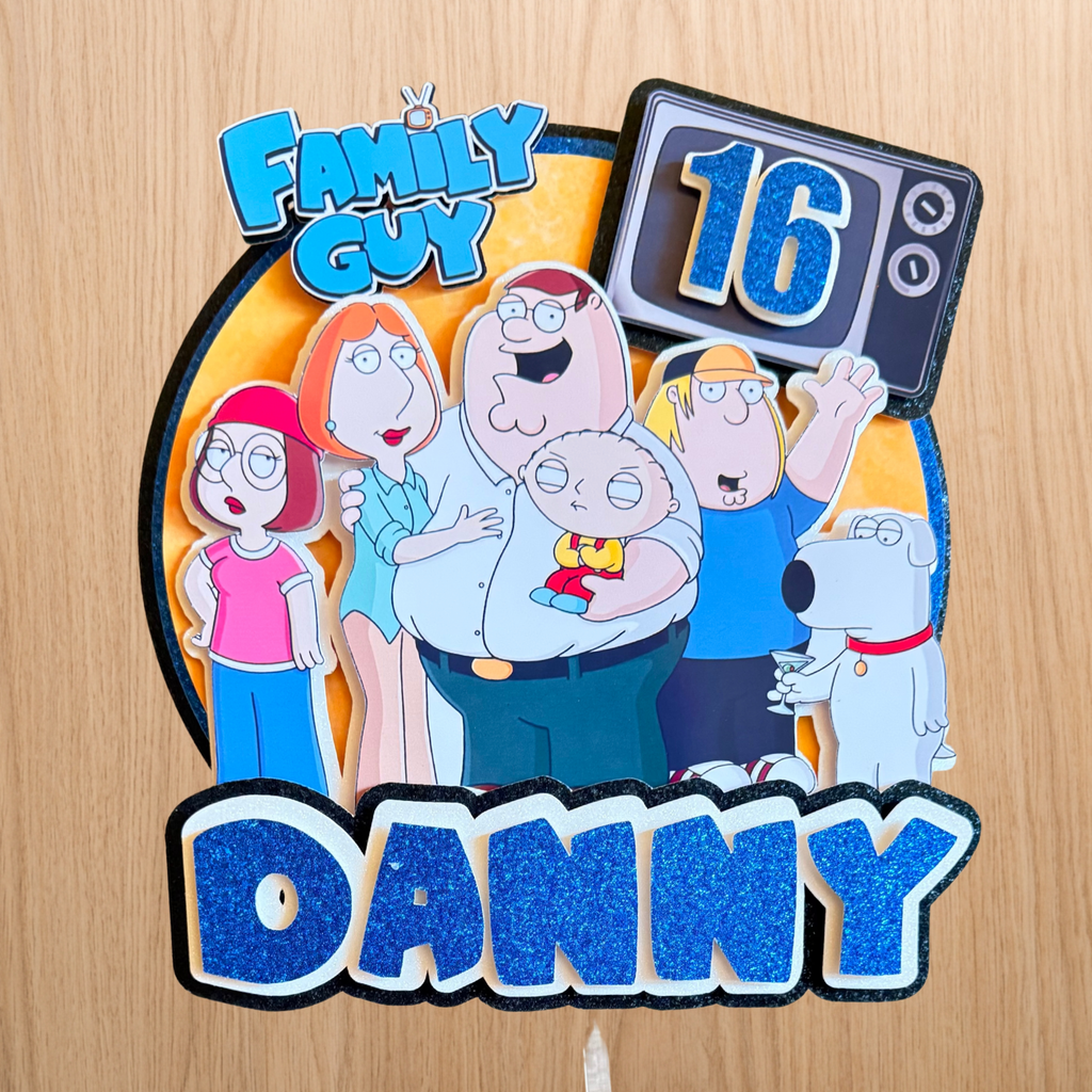 Family Guy Cake Topper | Custom Name & Age Birthday Decoration