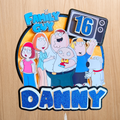 Family Guy Cake Topper | Custom Name & Age Birthday Decoration