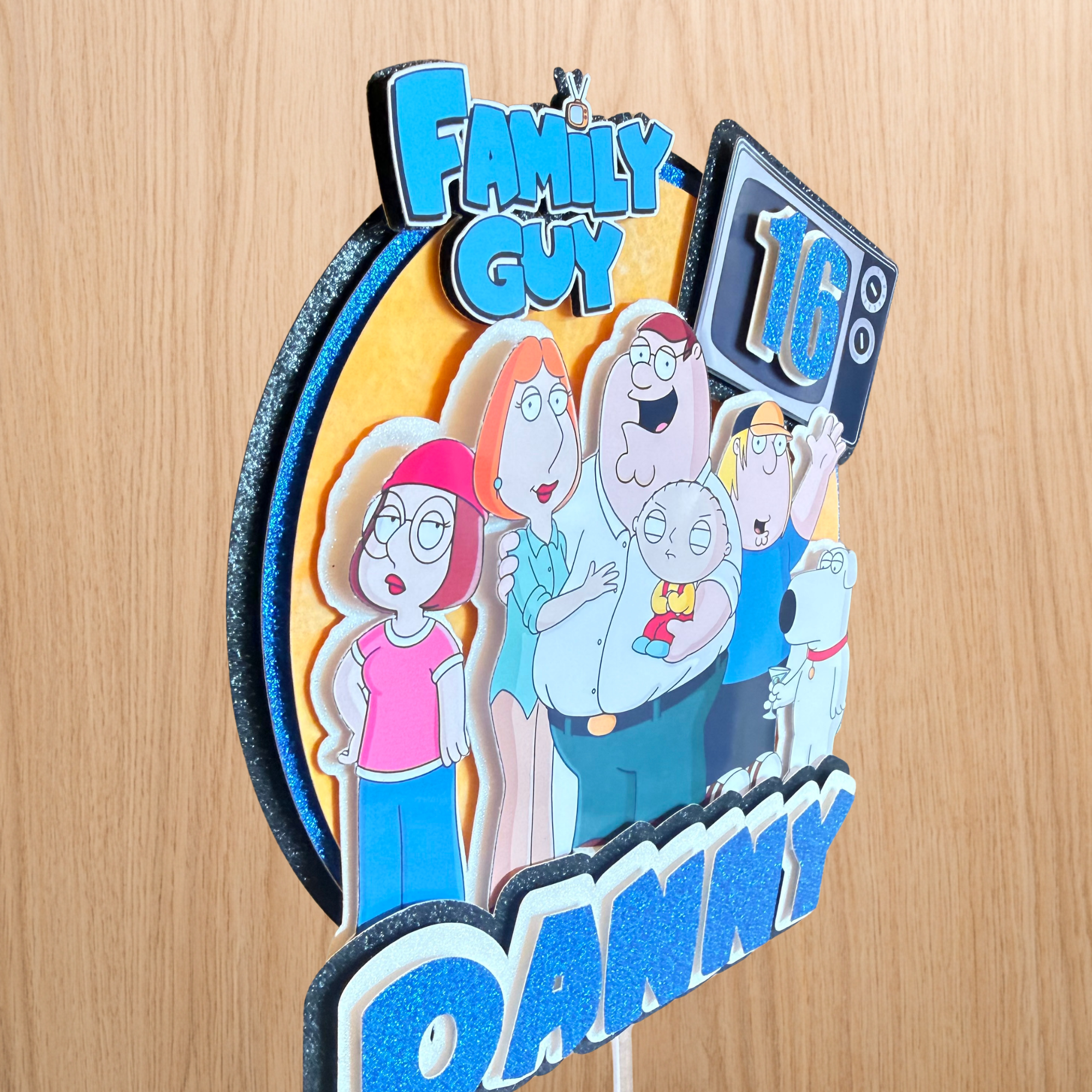 Family Guy Cake Topper | Custom Name & Age Birthday Decoration