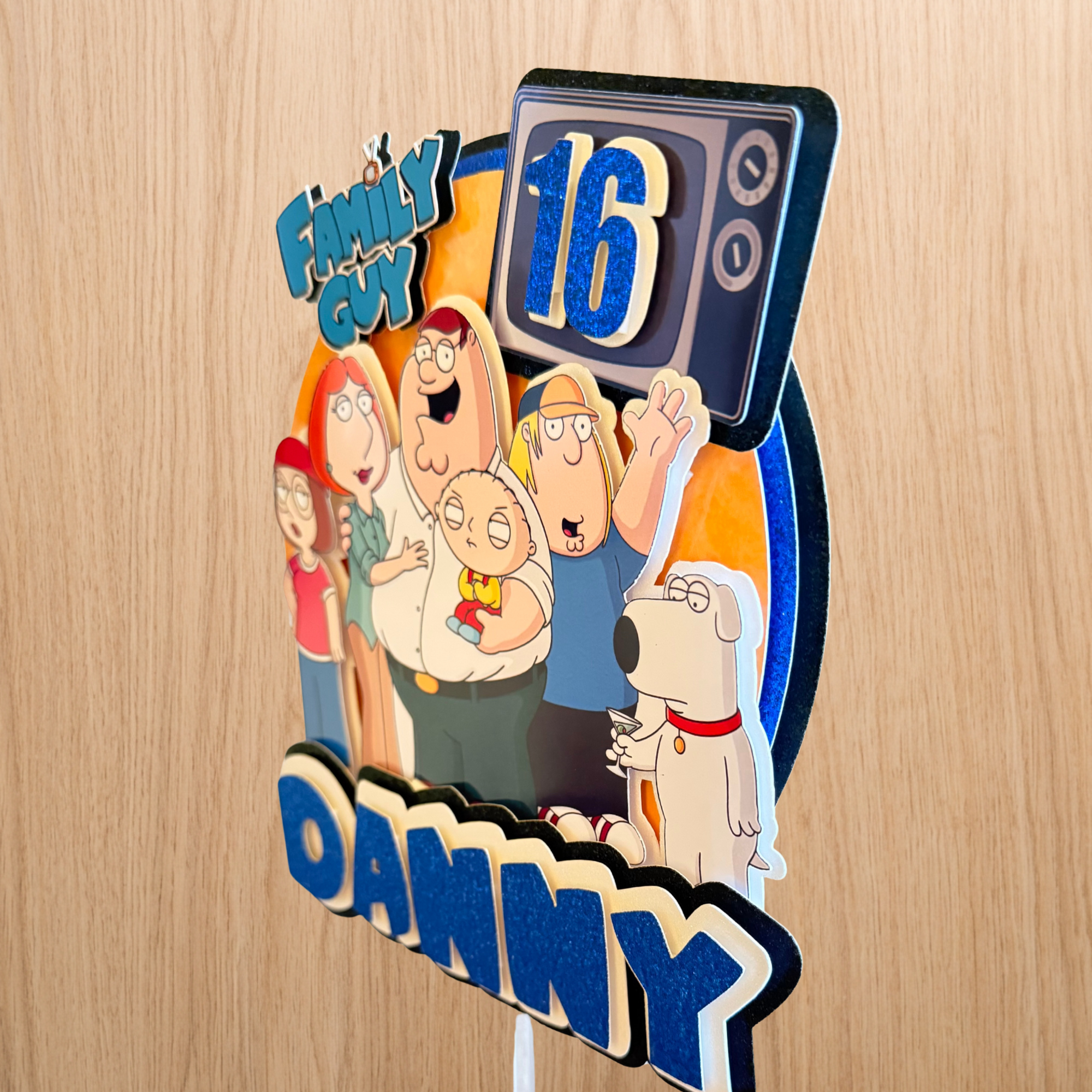Family Guy Cake Topper | Custom Name & Age Birthday Decoration