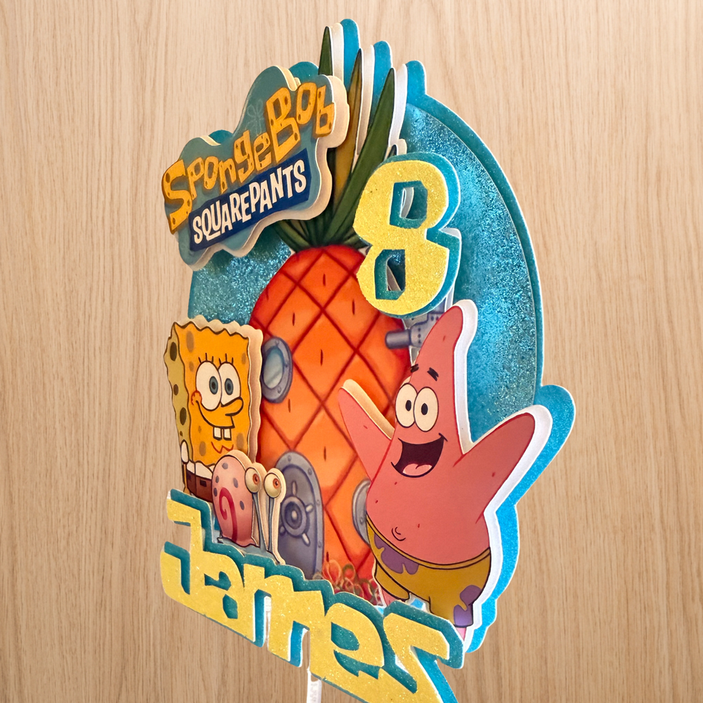 SpongeBob SquarePants Cake Topper | Personalised Name & Age Birthday Decoration