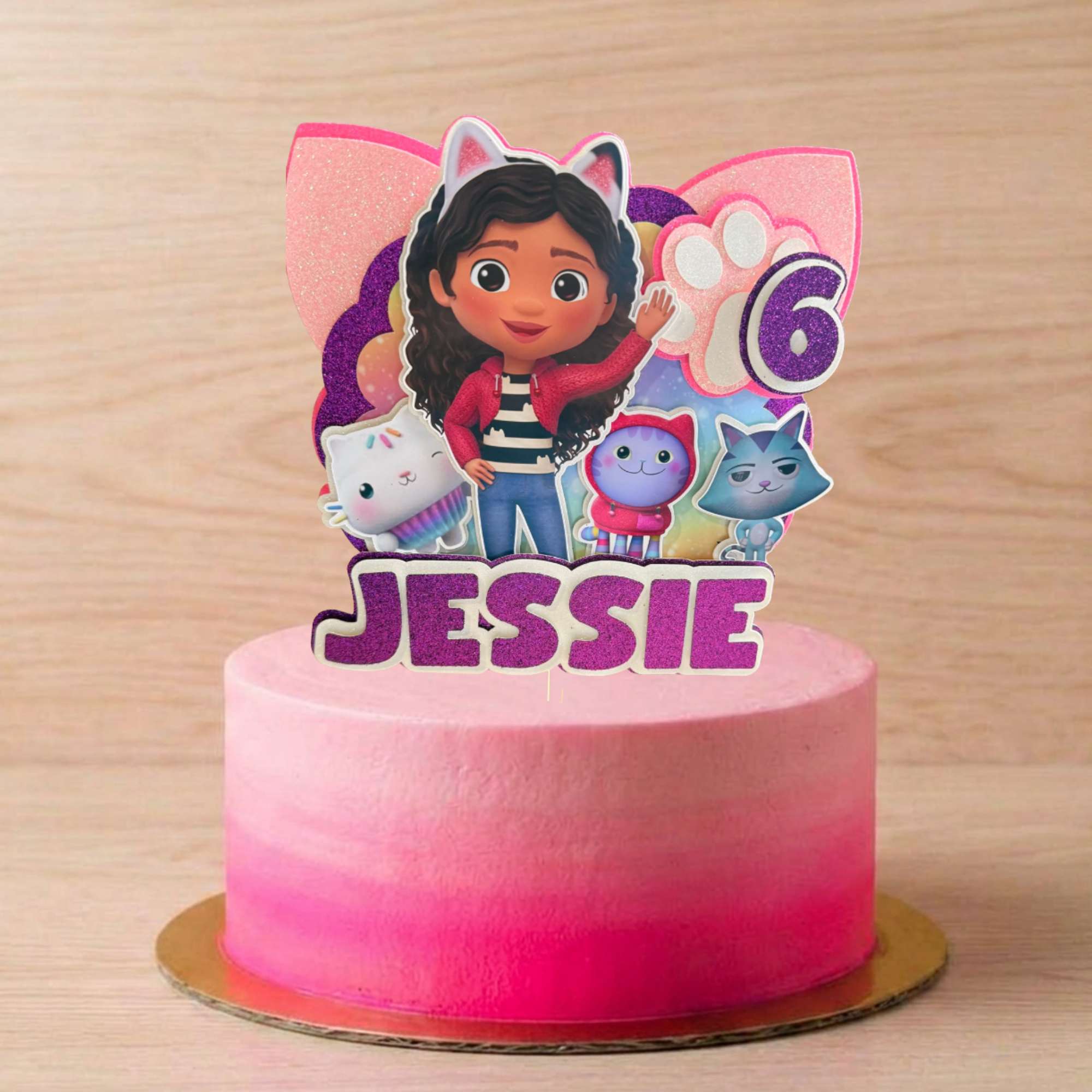 Gabby's Dollhouse Cake Topper | Personalised Name & Age Birthday Decoration