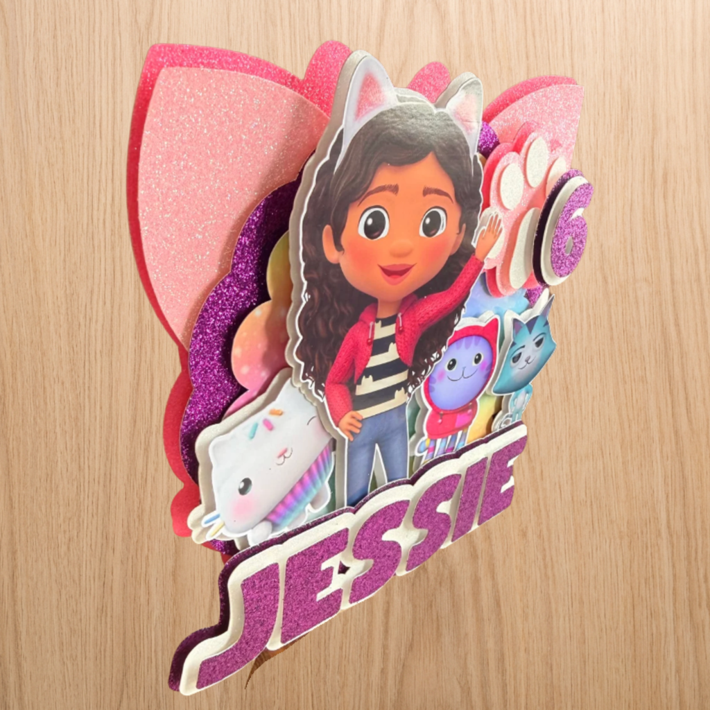 Gabby's Dollhouse Cake Topper | Personalised Name & Age Birthday Decoration